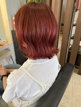 マイノリティー 石橋店(Minority) チェリーレッド　ブリーチカラー　デザインカラー