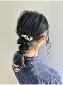 編み下ろしアレンジ/ゆるふわアレンジ/結婚式ヘアセット/三ツ境