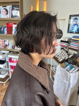 ヘアスタジオ ブリエ(HAIR STUDIO BRILLER) 2025 ショートボブ × パーマ × オリーブベージュ