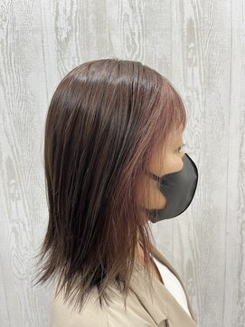 テーラヘアー 高座渋谷店(TELA HAIR) ミディアムヘアー×フェイスフレーミングピンクベージュ