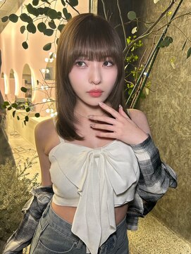 アディション 新宿(ADITION) ブリーチなしダブルカラー×艶感韓国顔周りレイヤーカット/新宿n