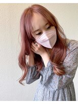 ブロンド 町田(BLONDE)&nbsp;レイヤーロング_ベージュピンク_チェリーブラウン_ウェーブ巻き2