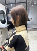 丸みボブ ミルクティーカラー ベージュカラー