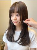小顔カット姫カットレイヤーカットぱっつん小顔前髪ナチュラル
