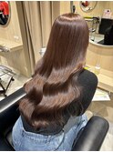 ピンクベージュ ブリーチなしダブルカラー ブリーチなし