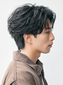 フィフス 栄(fifth) 名古屋栄フェザーパーマメンズセンターパート緩め毛流れショート