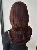ボルドーカラー【赤髪、暖色カラー、ブリーチなし、前髪カット】