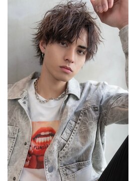 メゾンバイハバナ(maison by HAVANA) メンズビジネスツーブロック束感ショートウルフカーキーグレー