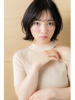 カバーヘア ブリス 上尾西口店(COVER HAIR bliss)&nbsp;シースルーバング黒髪外ハネボブウルフ312Y上尾20代30代40代