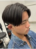 センターパートメンズマッシュパーマニュアンスパーマ刈り上げ