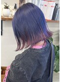 【soso 伊勢田】ミニボブ×パープル×ピンク【横浜/ブリーチ】