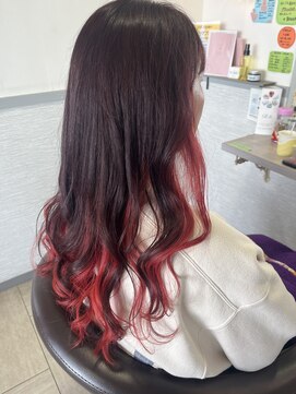 オッジ ヘアー 深谷店(Oggi Hair) ピュアレッド　インナーカラー　３月