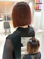 髪質改善ストレート前下がりボブ 切りっぱなし ブリーチ縮毛矯正