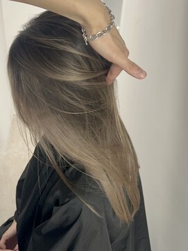 ユウル 横浜(juhl.) エアタッチバレイヤージュパールベージュブリーチダブルカラー