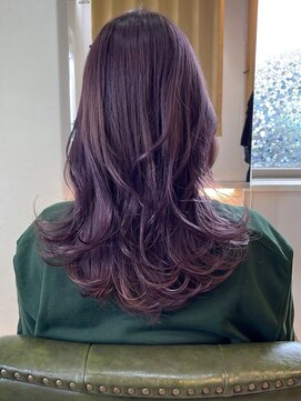 ノッポサン(Noppo3) ラベンダーカラー ブリーチ レイヤーカット ゆる巻き 20代