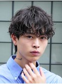 渋谷シャドウパーマメンズカットルーズパーマラウンドマッシュ