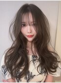 毛先レイヤー ブラウンカラー