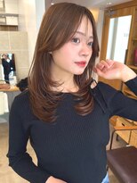 サンド クリア 横浜本店(sand clear) 小顔レイヤーカット ミルクブラウン カラー セミロング 韓国