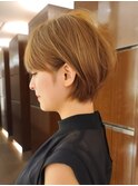 ショコラベージュボブルフベビーバング小顔斜め前髪下がり表参道