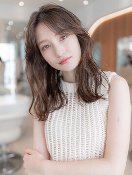 エースハバナ 渋谷(1 HAVANA) 20代30代大人かわいい斜めバングデザインカラーシルキーベージュ