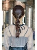 お呼ばれヘアアレンジ編みおろしヘアピンアレンジ