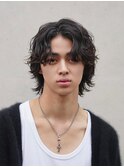 センターパートウルフ ウルフパーマ 波巻きパーマ