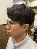 20代30代ビジネス爽やかアップバングロッドパーマ
