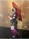ハーフアップ着物スタイル