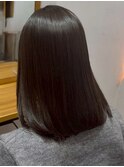 ミディアム 暗髪 グレージュ ダメージレス 髪質改善 20代