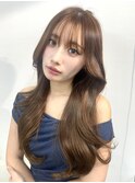 くびれヘアレイヤースタイルサンドブラウン