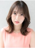 20代30代40代ミディアムレイヤーカットコテ巻き風パーマ透明感