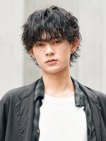 テン 心斎橋(tenn.)&nbsp;心斎橋シャドウパーマメンズマッシュウルフカット波巻きパーマ