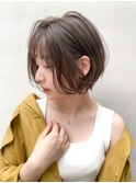 大人ショートボブ丸み可愛いひし形ベージュカラー K08-23