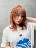 小顔効果抜群！ウルフレイヤー×オレンジベージュカラー