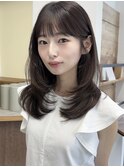 小顔レイヤーカット×ナチュラルグレージュ30代40代50代