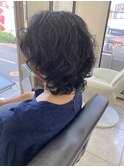 パーマスタイル　ゆるふわパーマ　ミディアムウェーブ