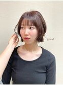 ◆外ハネ卵型ボブ/艶髪チェリーブラウン