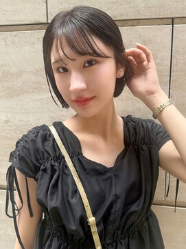 マイラ 銀座(myla) 美髪暗髪ボブハイライトカラーアプリコットオレンジくびれヘア