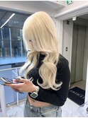 ホワイトブロンド　エクステ　ブリーチカラー　ハイトーン