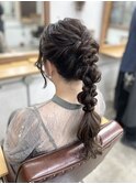 【結婚式ヘア】編み込みポニーテールアレンジ♪恵比寿