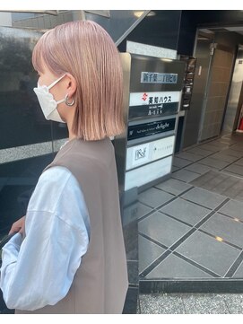  fit stand 千葉/ショートボブ/カット/パーマ/ダブルカラー/トリートメント/縮毛矯正 イメチェン/ピンクベージュ/アンブレラカラー[千葉]