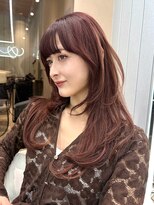 グローアイヴィ 大宮(GLROW IVY) ▼ワインレッド ハッシュカット シースルーバング