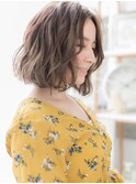 ■くすみピンクxセンターパート大人ボブ52-4★上尾20代30代40代