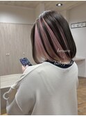 ブラウン×ベイビーピンクインナーカラー♪