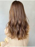 くびれヘアアプリコットオレンジ夏ヘアハイライトカラー
