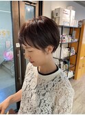 大人可愛い20代30代40代黒髪前下がりショートボブ丸みショート◎