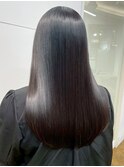 髪質改善 うるつやストレート 暗めカラー セミロング 20代