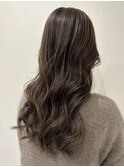コントラストハイライト極細ハイライトグレージュ大人上品30代