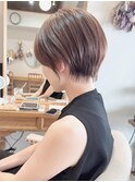 ◆美シルエットショート×ベージュカラーアイロンなし前髪あり
