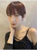 大人可愛いマッシュショートワイドバングワインレッドカラーA921
